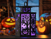 Halloween Haunted House Tealight Lantern SVG – Spooky Ghosts & Bats Candle Holder Digital Download |#U632|